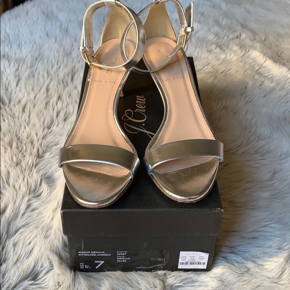 J Crew mirror metallic kitten heel sandals - Picture 2 of 6